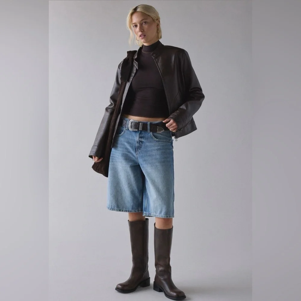 Faux Leather Oversized Moto Jacket - Picture 1 of 4